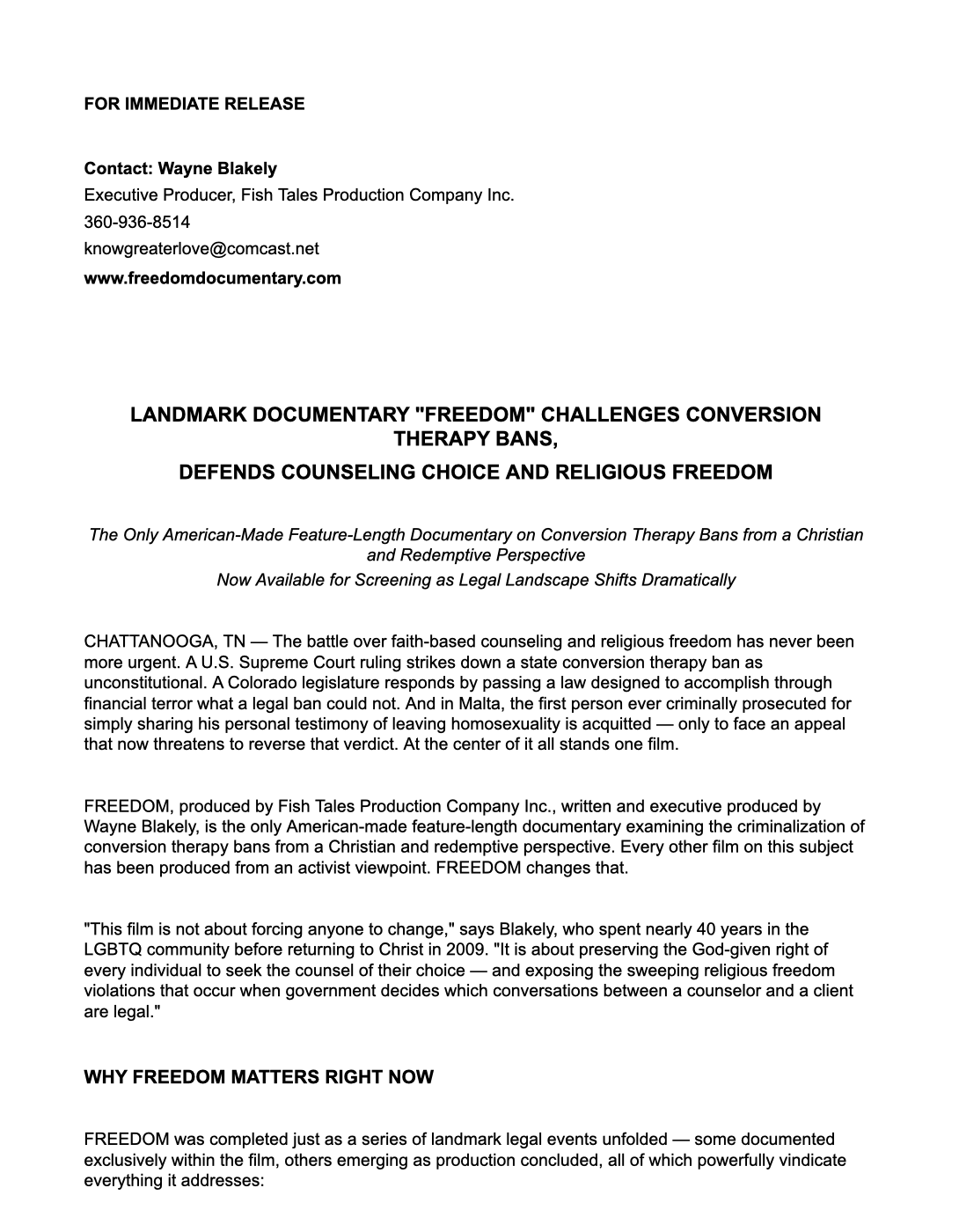 Freedom Press Release preview